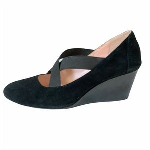 Taryn Rose black Kimber suede wedges size 7.5
